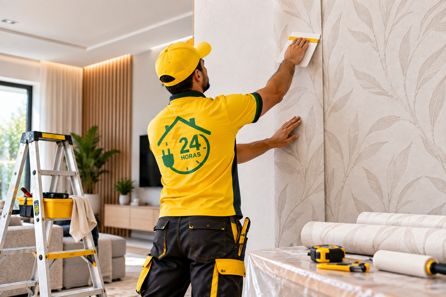 Colocação de papel de parede